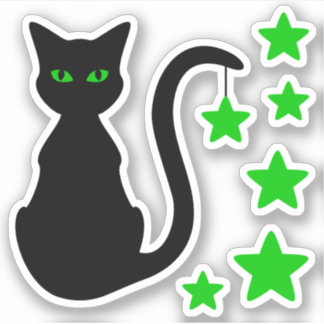 Black Cat Stars Vinyl Stickers
