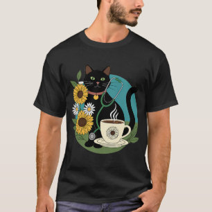Black Cat Stethoscope Coffee Cup Gift T-Shirt
