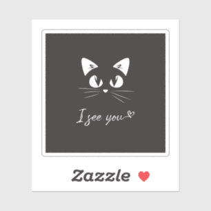 Black Cat Sticker, I see you cat Sticker