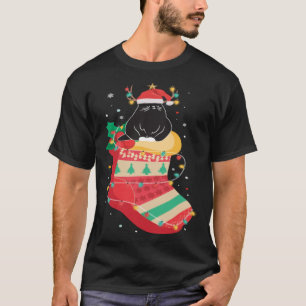 Black Cat Stockings Clothing Cool  Holiday Christm T-Shirt