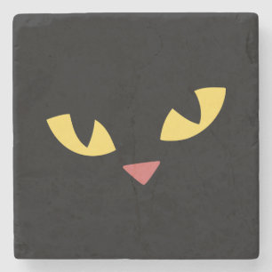 Black cat stone coaster