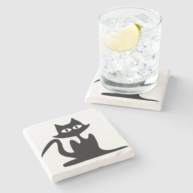 BLACK CAT STONE COASTER (Side)