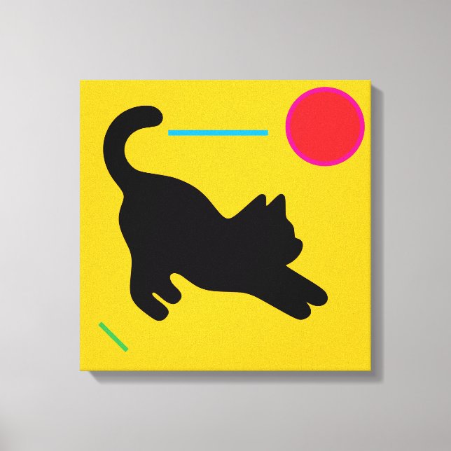 Black Cat Stretch on Vibrant Canvas Print (Front)