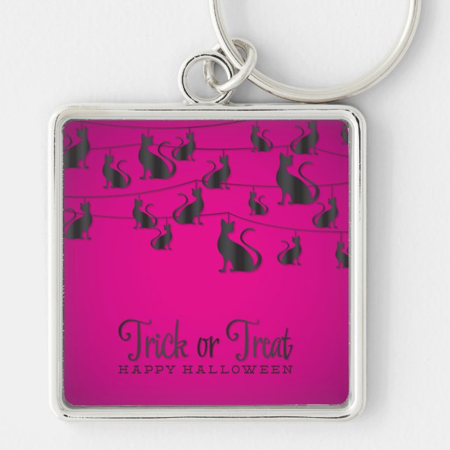 Black cat string key ring (Front)