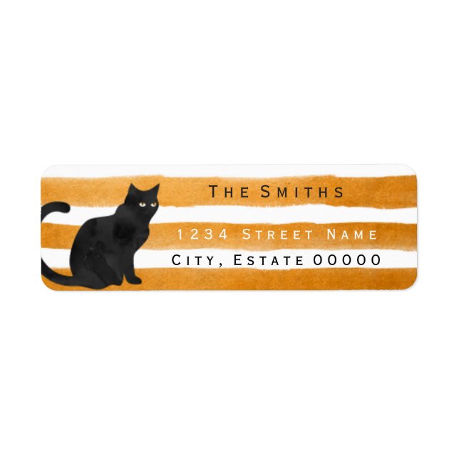 Black cat stripes address label (Front)