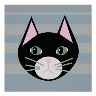 Black Cat, Stripes Poster