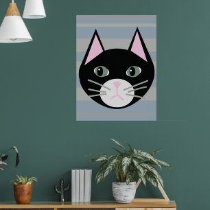 Black Cat, Stripes Poster