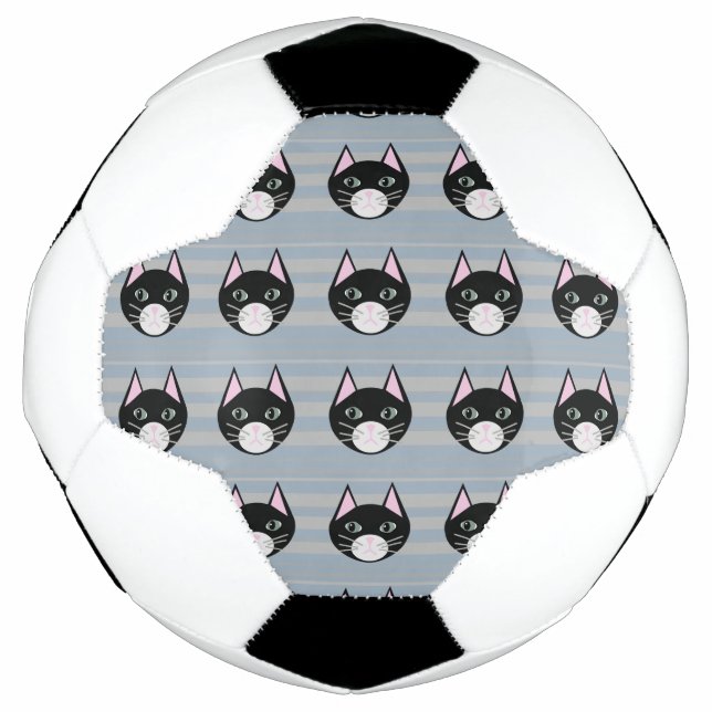 Black Cat, Stripes Soccer Ball (Front)