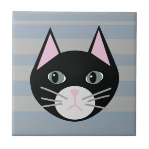 Black Cat, Stripes Tile