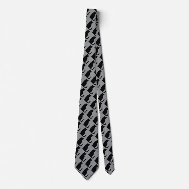 Black Cat Suit Shirt Accessory Tie Grey  (Front)