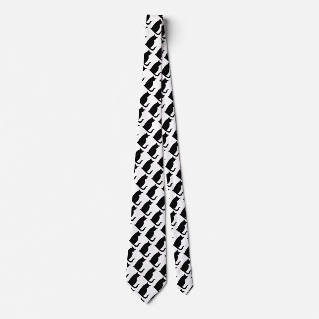 Black Cat Suit Shirt Accessory Tie White   (Front)