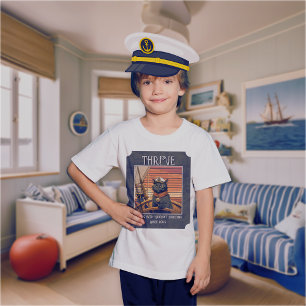 Black Cat Sunset: A Voyage to THRIVE Boys' T-Shir T-Shirt