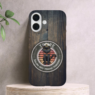 Black Cat Sunset: A Voyage to THRIVE iPhone 16 Case