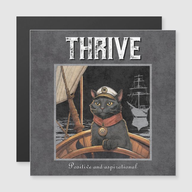 Black Cat Sunset: A Voyage to THRIVE Magnetic Card (Front/Back)