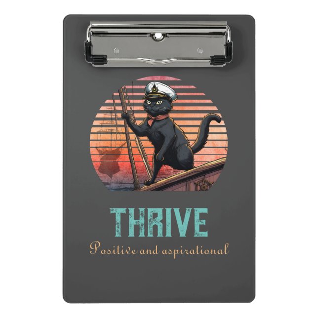 Black Cat Sunset: A Voyage to THRIVE Mini Clipboard (Front)