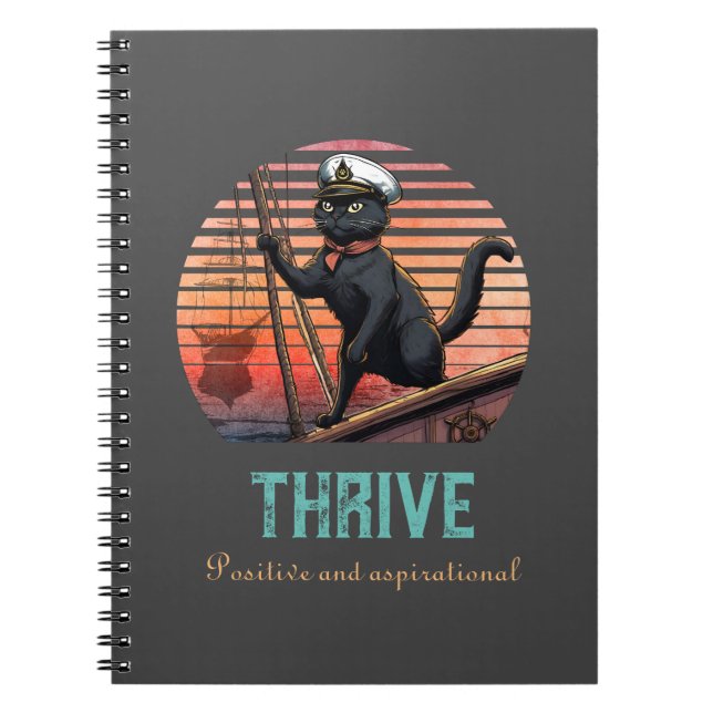 Black Cat Sunset: A Voyage to THRIVE photo Notebook (Front)