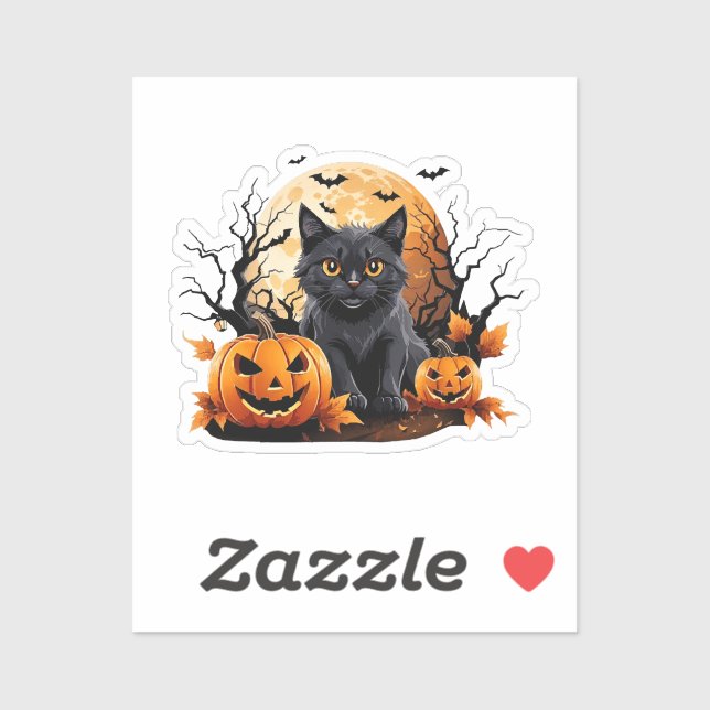 Black cat surrounded by pumpkins (Sheet)