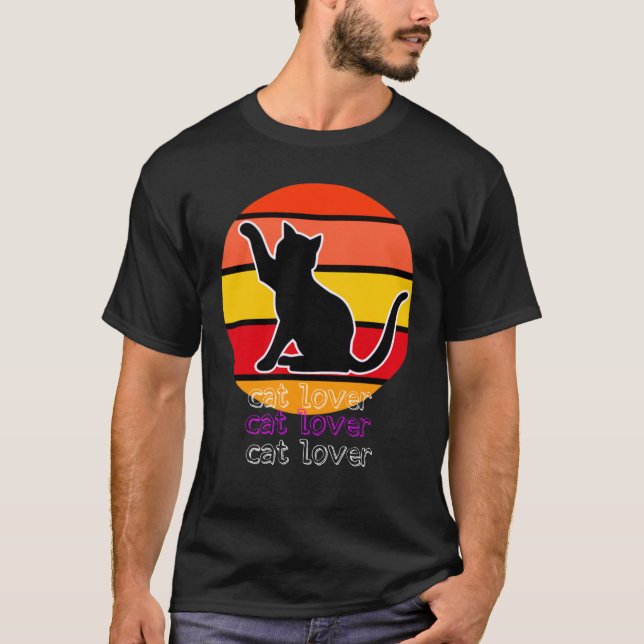 Black cat t-shirt men (Front)