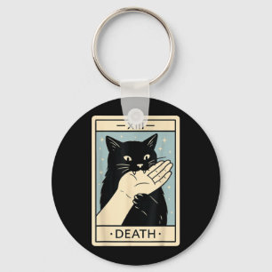 Black Cat Tarot Card Shirt Funny Witchy Halloween Key Ring