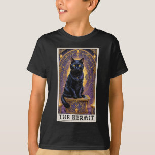 Black Cat Tarot Card The Hermit Halloween Childles T-Shirt