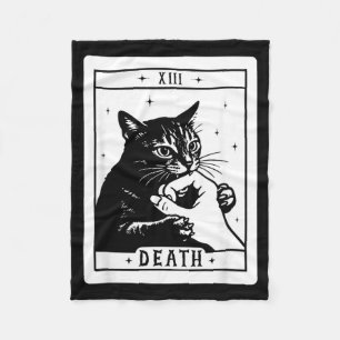 Black Cat Tarot Death Halloween Kitten Cat Mum Cat Fleece Blanket