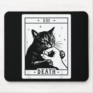 Black Cat Tarot Death Halloween Kitten Cat Mum Cat Mouse Pad
