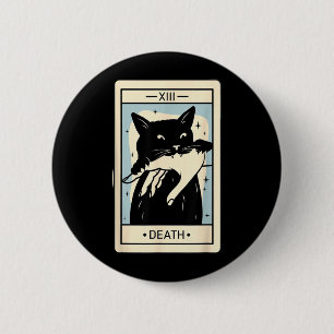 Black Cat Tarot Death Halloween Witchy Cat Lover 6 Cm Round Badge