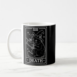 Black Cat Tarot Death Halloween Witchy Cat Lover Coffee Mug