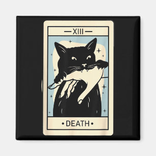 Black Cat Tarot Death Halloween Witchy Cat Lover Magnet