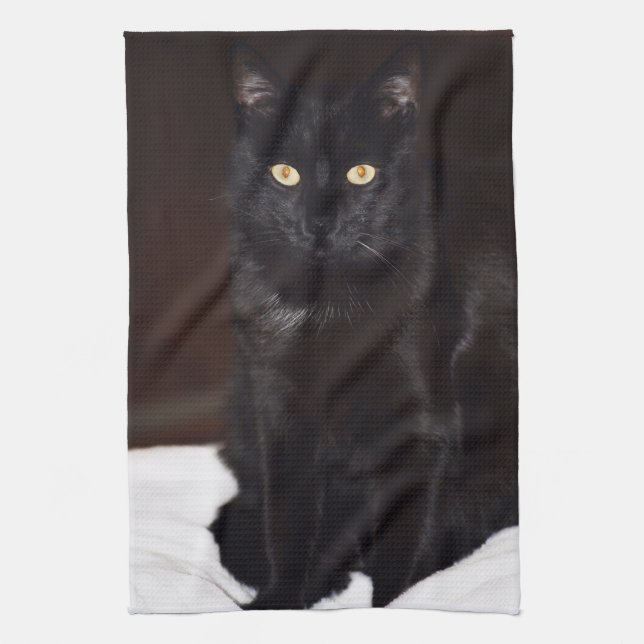 Black Cat Tea Towel (Vertical)