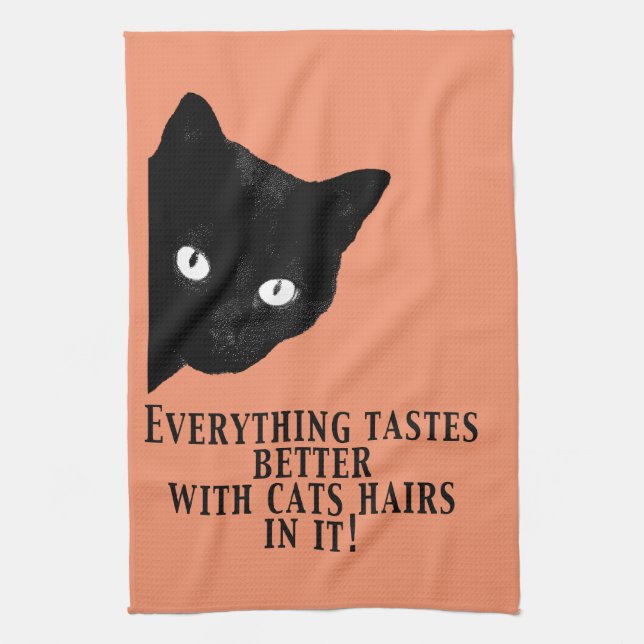 Black cat tea towel (Vertical)