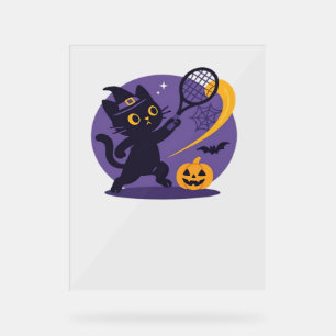 Black Cat Tennis Serve Essential T-Shirt Acrylic Sign