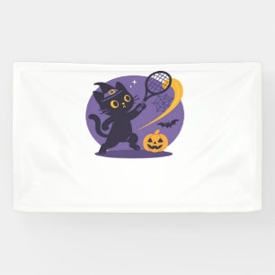 Black Cat Tennis Serve Essential T-Shirt Banner
