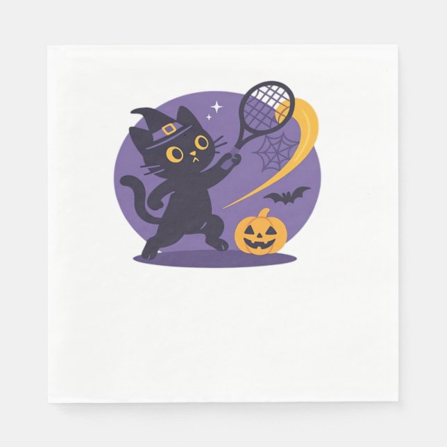 Black Cat Tennis Serve Essential T-Shirt Napkin (Front)