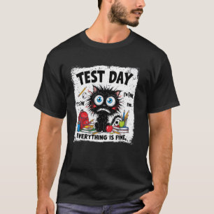 Black Cat Test Day Everything Is Fine Testing Stud T-Shirt