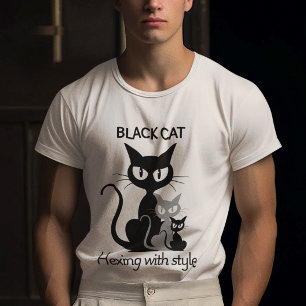 Black cat text written with Three black cats   T-Shirt