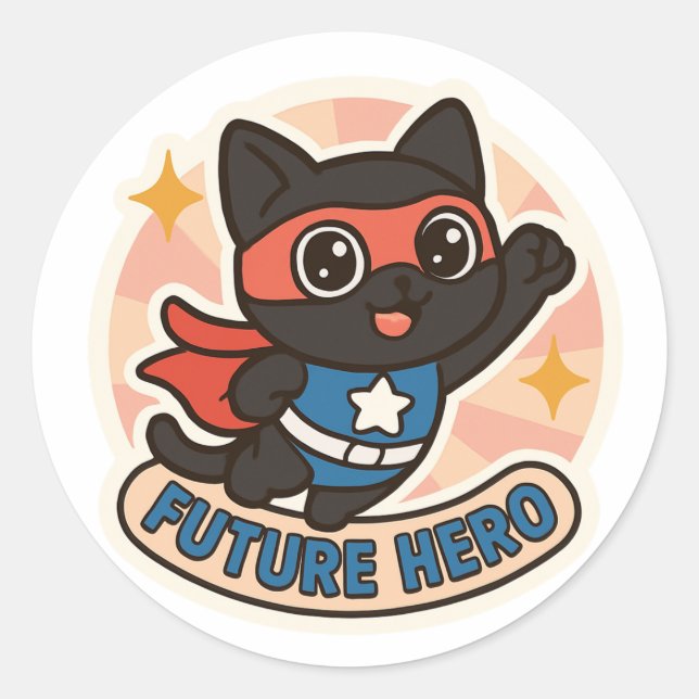black cat the future hero  classic round sticker (Front)
