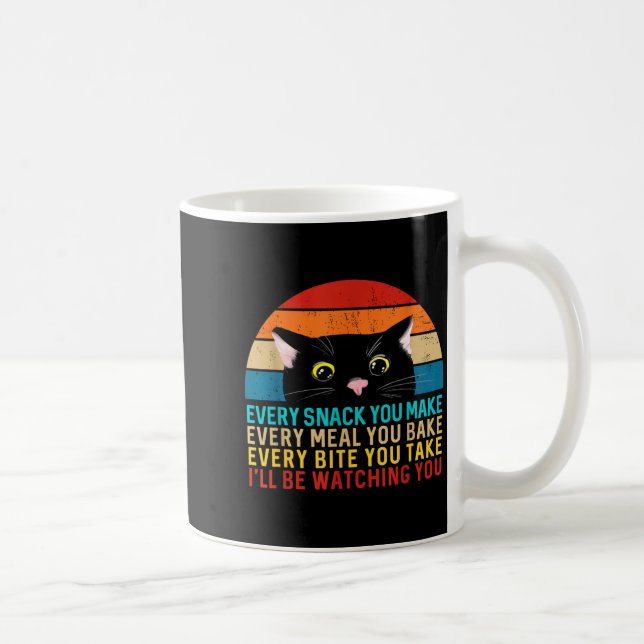 Black Cat Themed Every Snack You Make Retro Peekin Coffee Mug (Right)