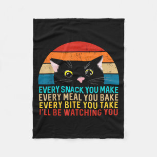 Black Cat Themed Every Snack You Make Retro Peekin Fleece Blanket