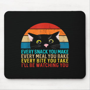 Black Cat Themed Every Snack You Make Retro Peekin Mouse Pad