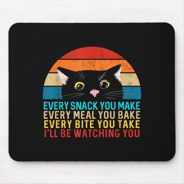 Black Cat Themed Every Snack You Make Retro Peekin Mouse Pad (Front)