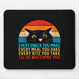 Black Cat Themed Every Snack You Make Retro Peekin Mouse Pad
