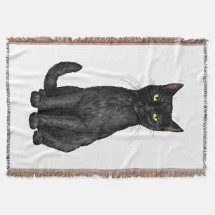 Black cat throw blanket
