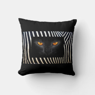 Black cat throw pillow