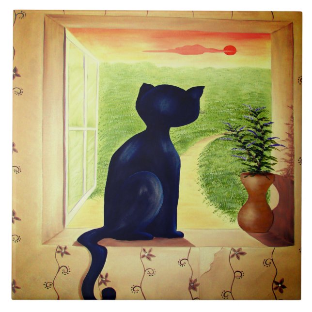 black cat tile (Front)