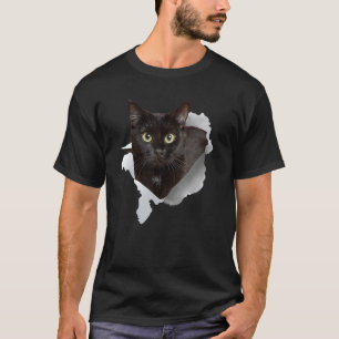 Black Cat Torn Cloth For Cat Cat Dad Cat Mum T-Shirt