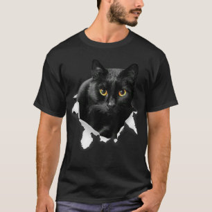 Black Cat Torn Cloth Gifts For Cat Lover, Cat Dad, T-Shirt