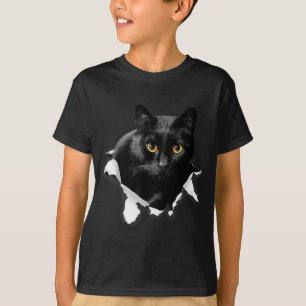 Black Cat Torn Cloth Gifts For Cat Lover Cat Dad T-Shirt
