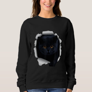 Black Cat Torn Cloth Sweatshirt