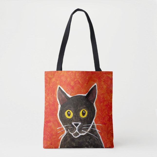 Black Cat Tote Bag (Front)